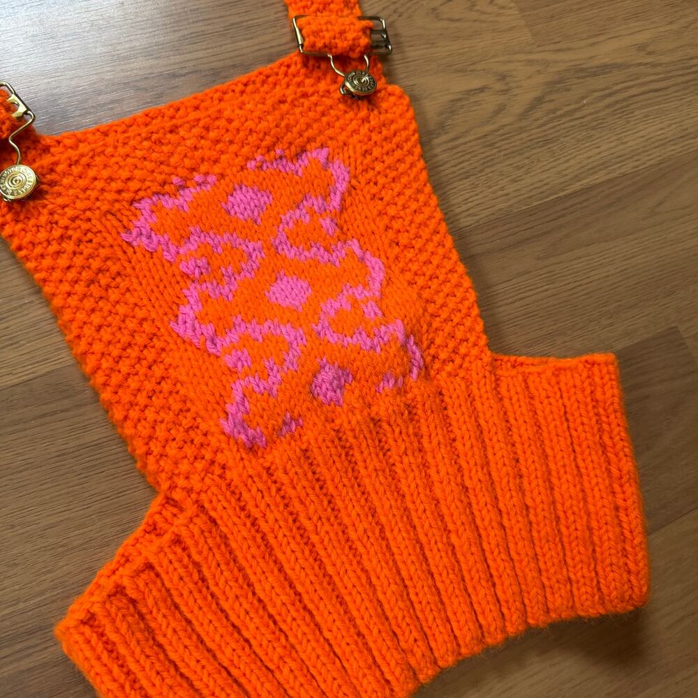 Women's Vintage 1970's Bright Orange Handmade Knit Bright Orange Top Sz Small - Picture 3 of 6
